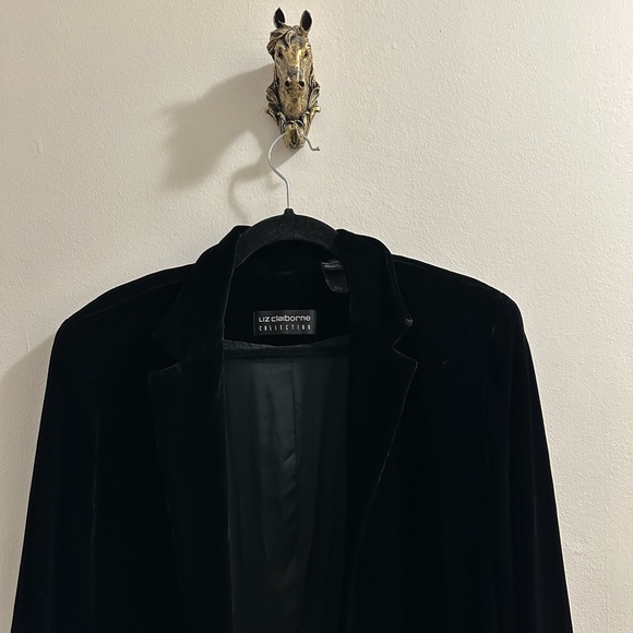 Long Velvet jacket coat - Liz Claiborne / velvet blazer - Picture 11 of 15